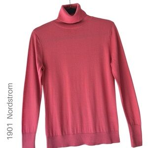 1901 NORDSTROM | MERINO WOOL BLEND TURTLENECK SWEATER ROSE PINK | MEDIUM